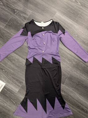 Women's Purple & Black Long Sleeve Dress